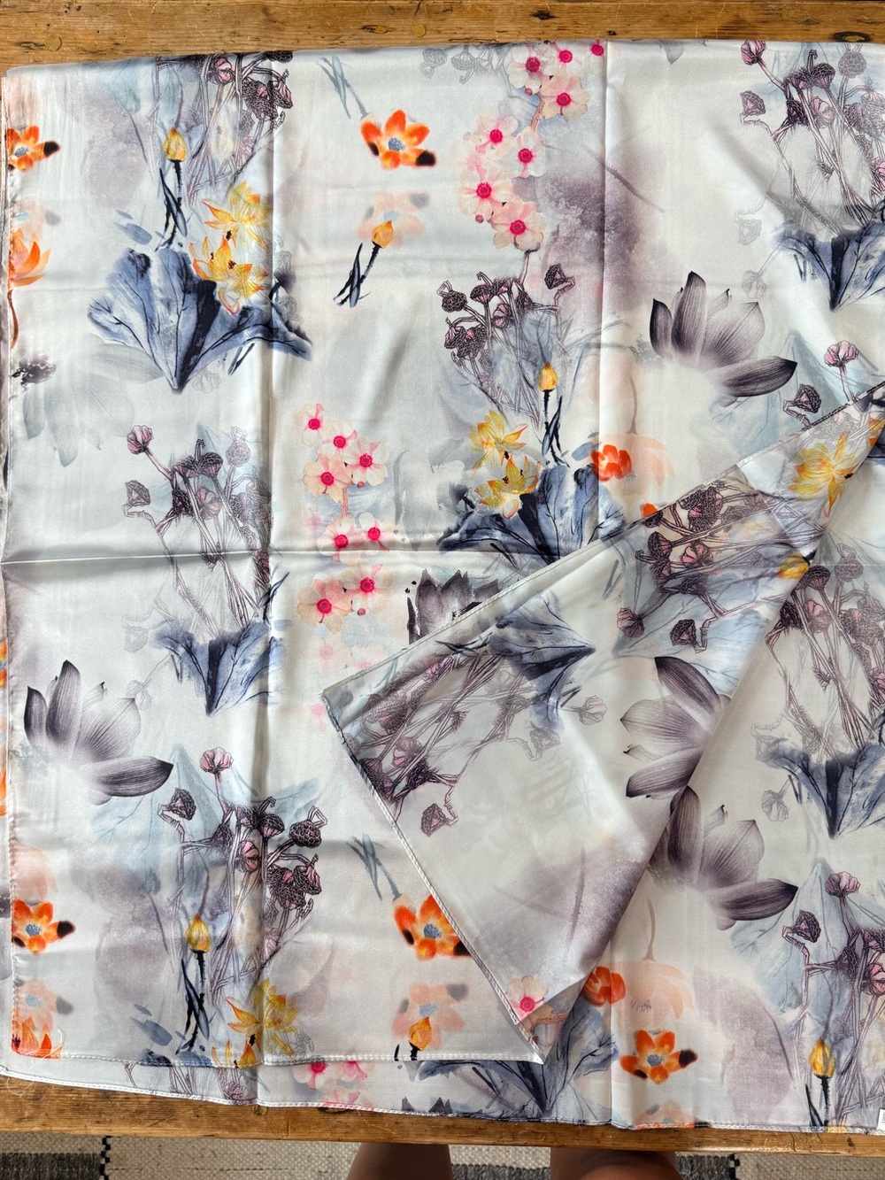 Floral Silk Scarf NEW 30 x 60 Inches